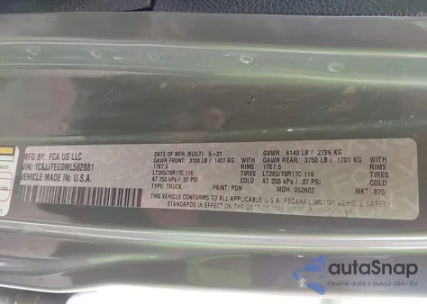 2021 Jeep Gladiator Mojave 4X4 from USA, damaged, VIN 1C6JJTEG0ML582881